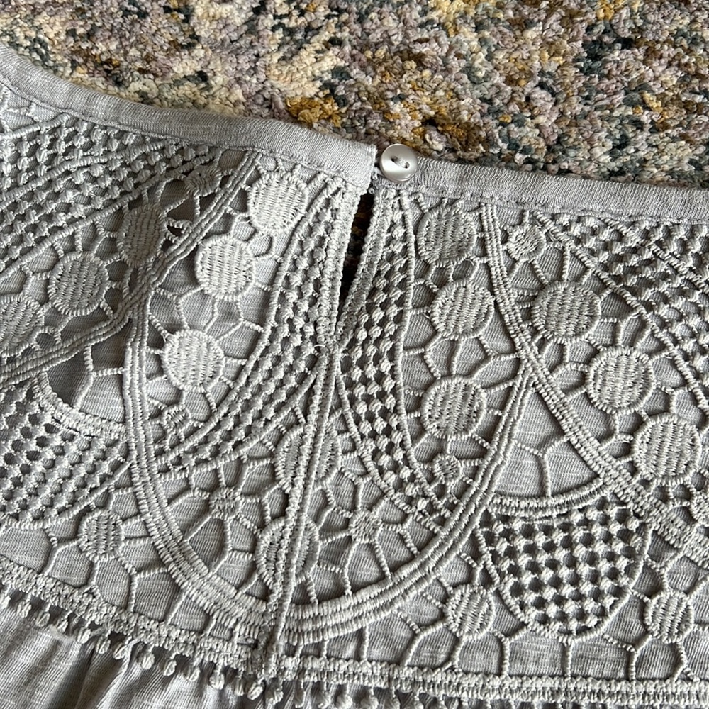 J. Jill soft gray top with lace detail Size S - Picture 6 of 6
